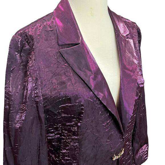 Alex Evenings Vintage Blazer Jacket Women 8 Purple Crinkled Cocktail Whimsygoth - Picture 4 of 15